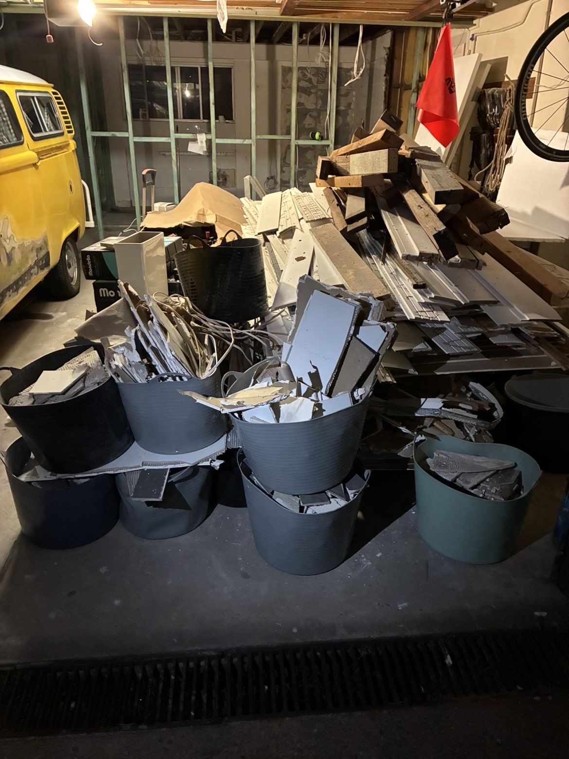 Cluttered garage before clear-out